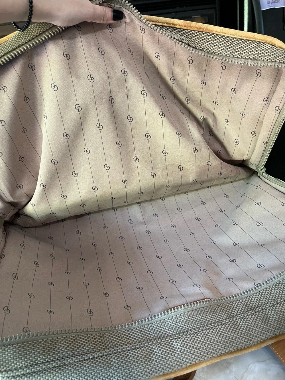 Vintage Christian Dior Garment Bag Suitcase Travel Bag Canvas Leather Carry On - Picture 13 of 14